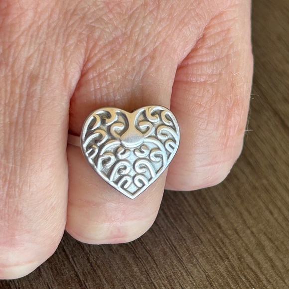 Silver Stainless Steel Heart Ring - Picture 7 of 8